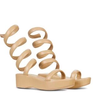 Cult Gaia 🧜‍♀️ Wrap Gladiator Tan Sandal Platform Wedges Mermaid Bohemian